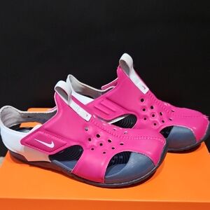 Nike Kids Pink and White Open-Toe Sport Sandals